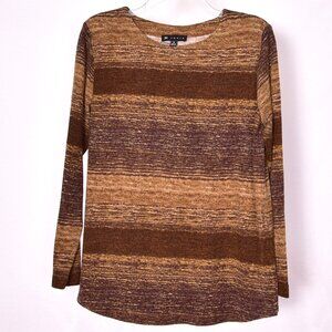 N Touch Women's Brown Stripe Pull On Sweater Size Small